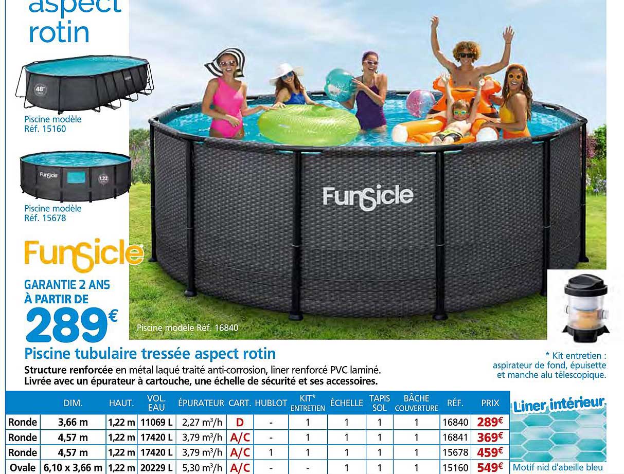 Piscine tubulaire tressée aspect rotin