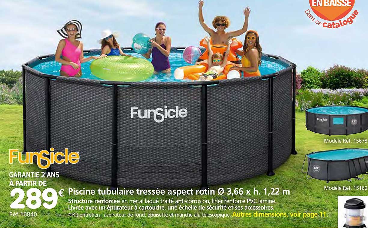 Piscine tubulaire tressée aspect rotin Ø 3,66 x h. 1,22 m