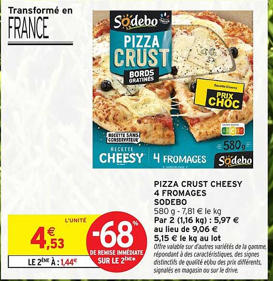 PIZZA CRUST CHEESY 4 FROMAGES SODEBO 580 g