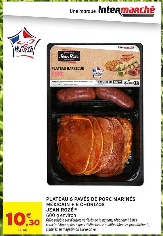 PLATEAU 6 PAVÉS DE PORC MARINÉS MEXICAIN + 6 CHORIZOS JEAN ROZÉ(1)