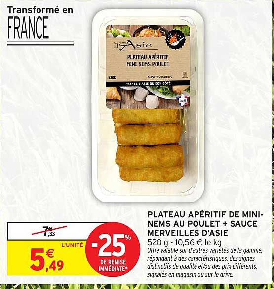 PLATEAU APÉRITIF DE MINI-NEMS AU POULET + SAUCE MERVEILLES D'ASIE
