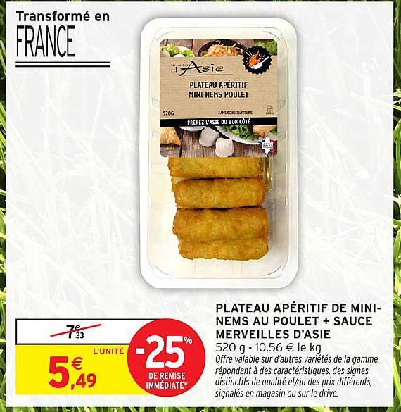 PLATEAU APÉRITIF DE MINI-NEMS AU POULET + SAUCE MERVEILLEUX D'ASIE