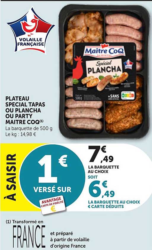 PLATEAU SPECIAL TAPAS OU PLANCHA OU PARTY MAITRE COQ