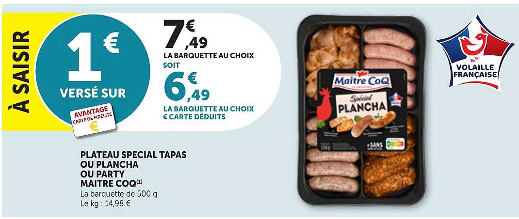 PLATEAU SPECIAL TAPAS OU PLANCHA OU PARTY MAITRE COQ(1)