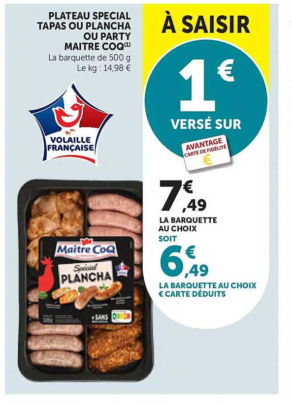 PLATEAU SPECIAL TAPAS OU PLANCHA OU PARTY MAITRE COQ(1)