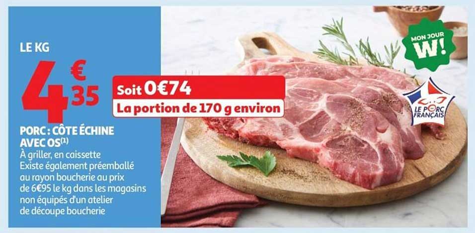 PORC : CÔTE ÉCHINE AVEC OS(1)