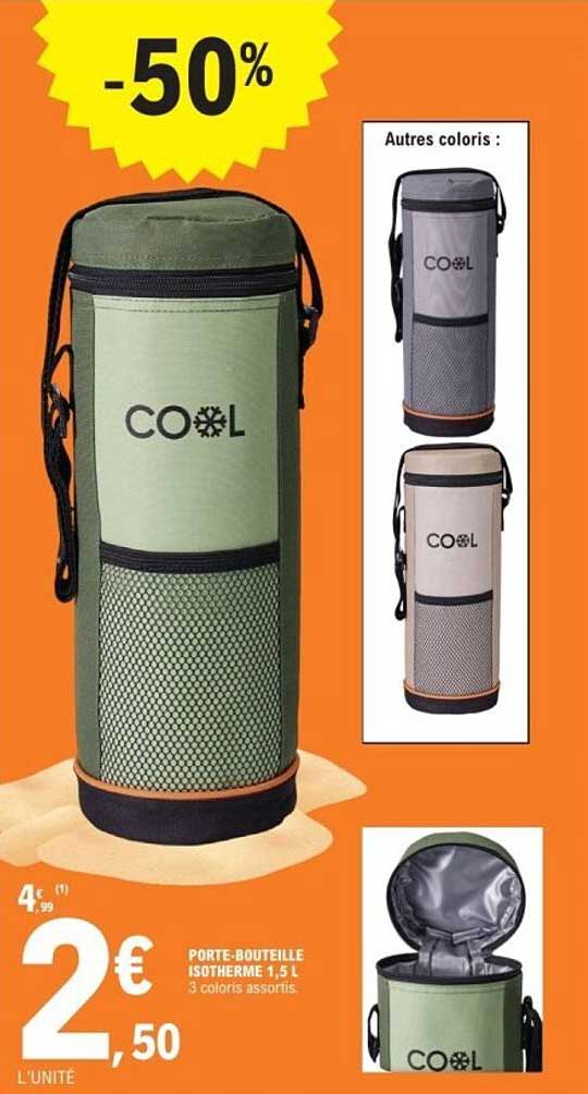 PORTE-BOUTEILLE ISOTHERME 1,5 L 3 coloris assortis