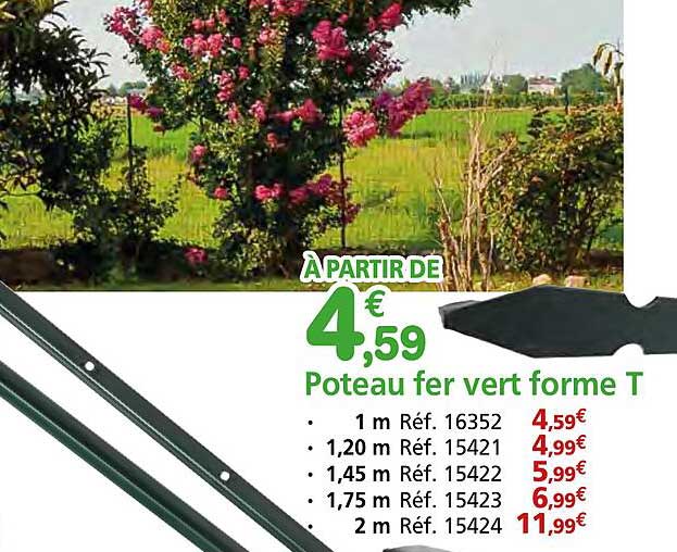Poteau fer vert forme T