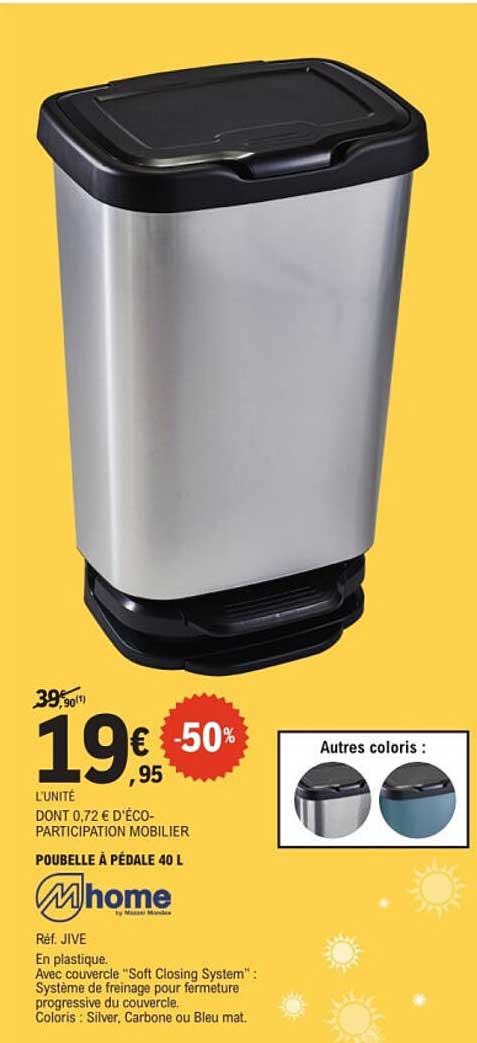POUBELLE À PÉDALE 40 L