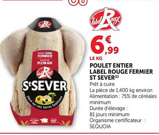 POULET ENTIER LABEL ROUGE FERMIER ST SEVER