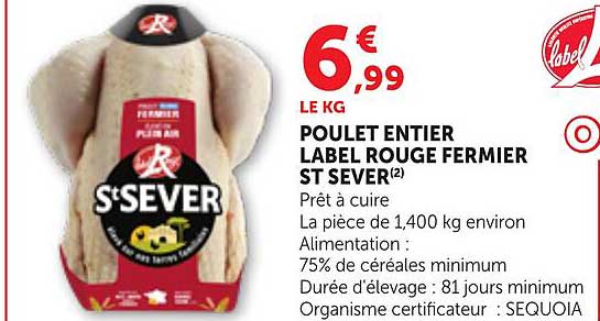 POULET ENTIER LABEL ROUGE FERMIER ST SEVER