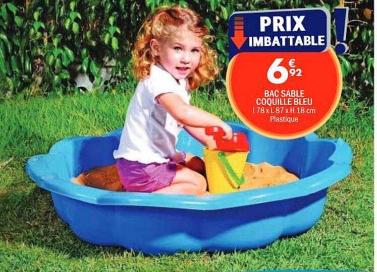 PRIX IMBATTABLE BAC SABLE COQUILLE BLEU 178x118x18 cm Plastique