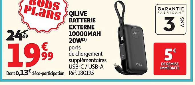 QILIVE BATTERIE EXTERNE 10000MAH 20W(2)