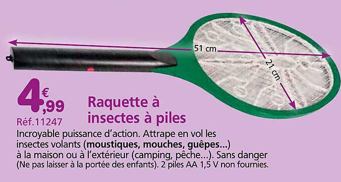 Raquette à insectes à piles