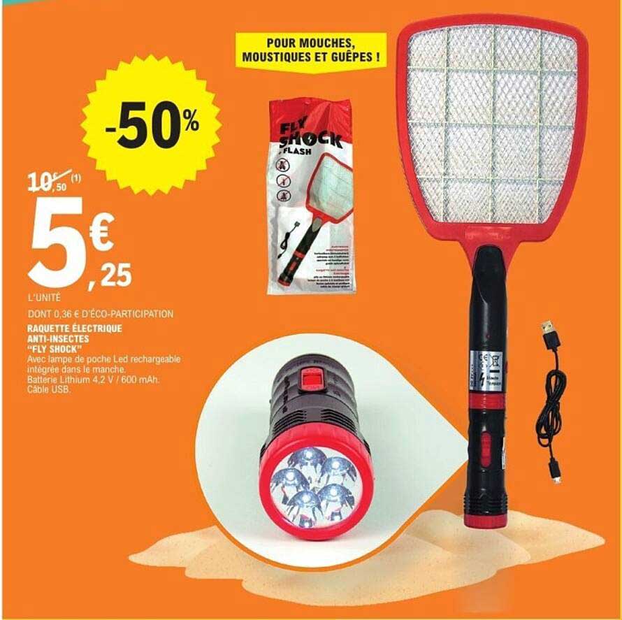 RAQUETTE ÉLECTRIQUE ANTI-INSECTES "FLY SHOCK"