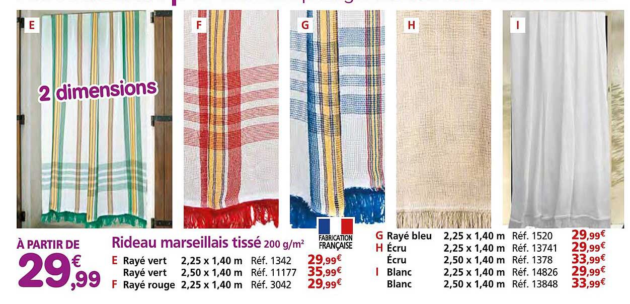 Rideau marseillais tissé 200 g/m²