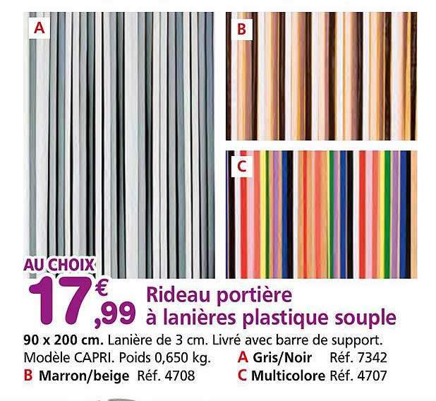 Rideau portière à lanières plastique souple