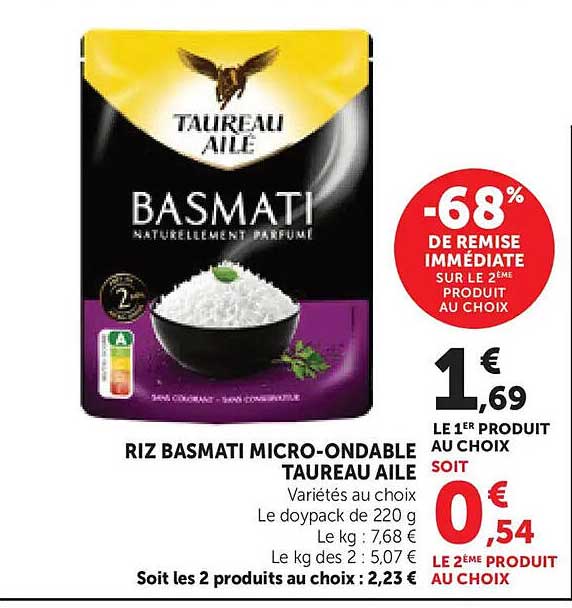RIZ BASMATI MICRO-ONDABLE TAUREAU AILE