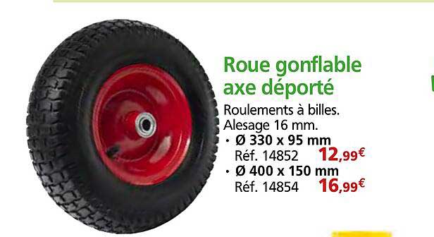 Roue gonflable axe déporté