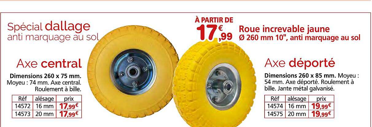 Roue incroyable jaune Ø 260 mm 10", anti marquage au sol