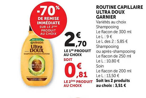 ROUTINE CAPILLAIRE ULTRA DOUX GARNIER