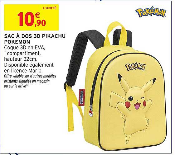 SAC À DOS 3D PIKACHU POKEMON