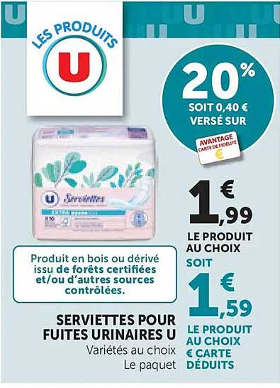 SERVIETTES POUR FUITES URINAIRES U