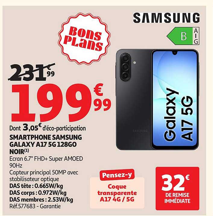 SMARTPHONE SAMSUNG GALAXY A17 5G 128GO NOIR