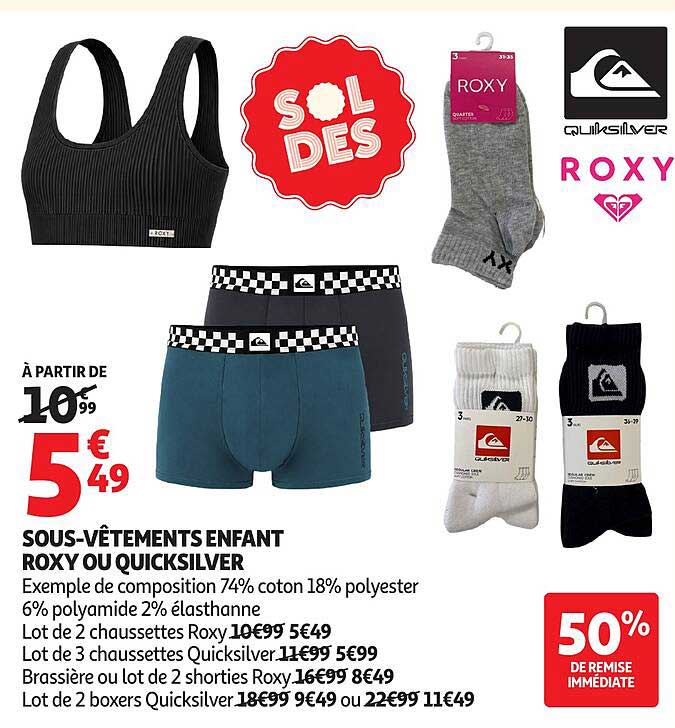 SOUS-VÊTEMENTS ENFANT ROXY OU QUICKSILVER