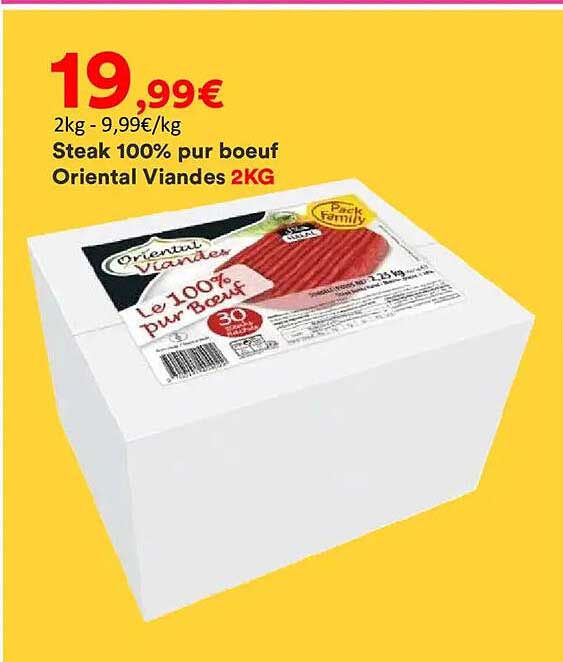 Steak 100% pur boeuf Oriental Viandes 2KG