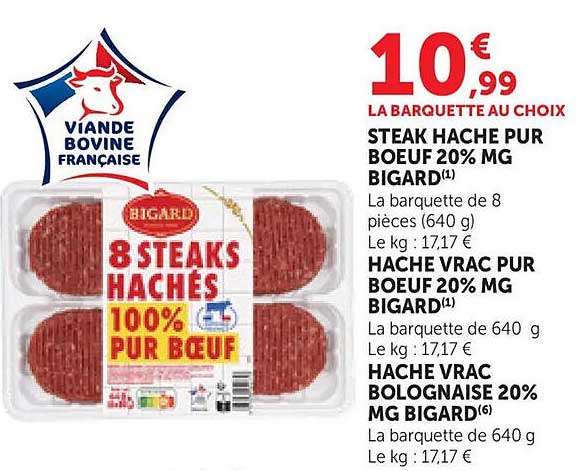 STEAK HACHE PUR BOEUF 20% MG BIGARD