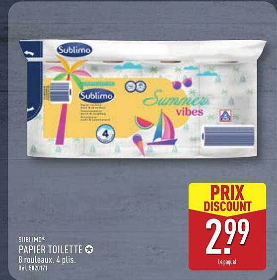 SUBLIMO® PAPIER TOILETTE 8 rouleaux. 4 plis.
