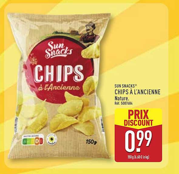 SUN SNACKS® CHIPS À L'ANCIENNE Nature. Ref. 5007604
