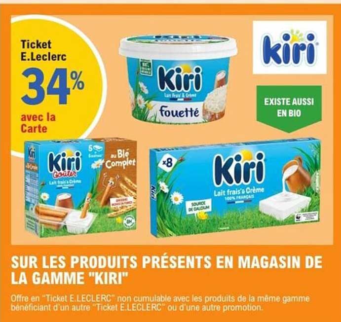 SUR LES PRODUITS PRÉSENTS EN MAGASIN DE LA GAMME "KIRI"