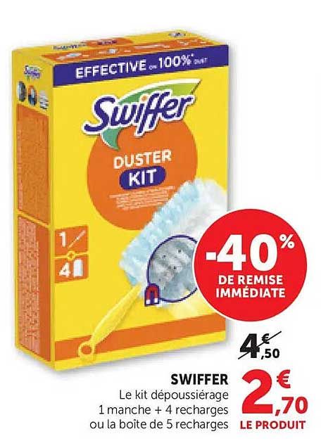SWIFFER Le kit dépoussiérage 1 manche + 4 recharges ou la boîte de 5 recharges