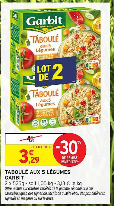 TABOULÉ AUX 5 LÉGUMES GARBIT