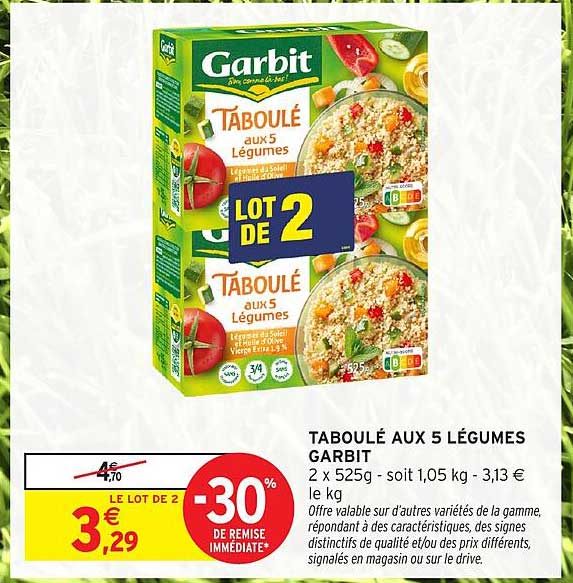 TABOULÉ AUX 5 LÉGUMES GARBIT