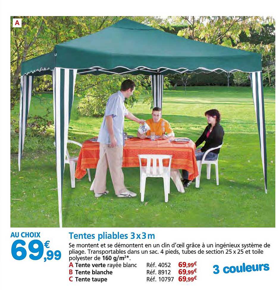 Tentes pliables 3 x 3 m