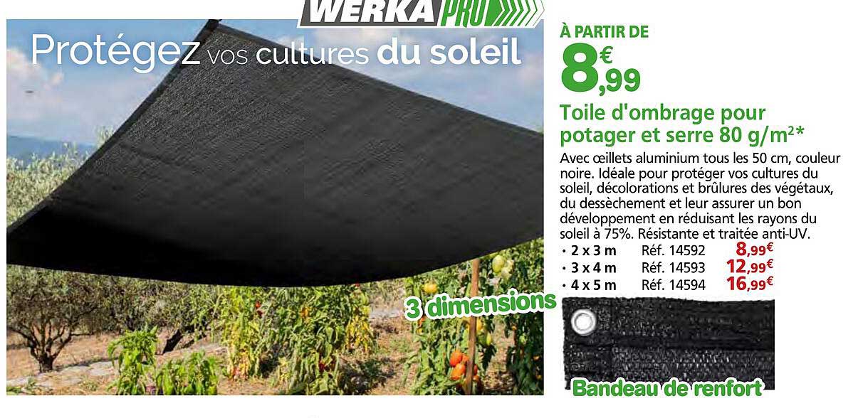 Toile d'ombrage pour potager et serre 80 g/m²*