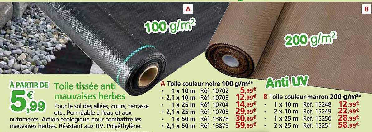Toile tissée anti mauvaises herbes