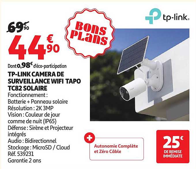 TP-LINK CAMERA DE SURVEILLANCE WIFI TAPO TC82 SOLAIRE