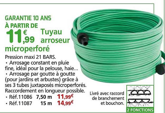 Tuyau arroseur microporé, garantie 10 ans, à partir de 11,99€