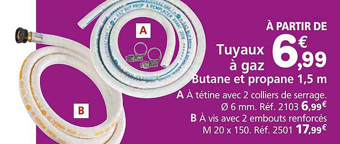 Tuyaux à gaz Butane et propane 1,5 m