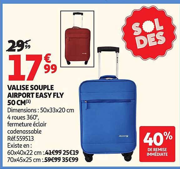 VALISE SOUPLE AIRPORT EASY FLY 50 CM