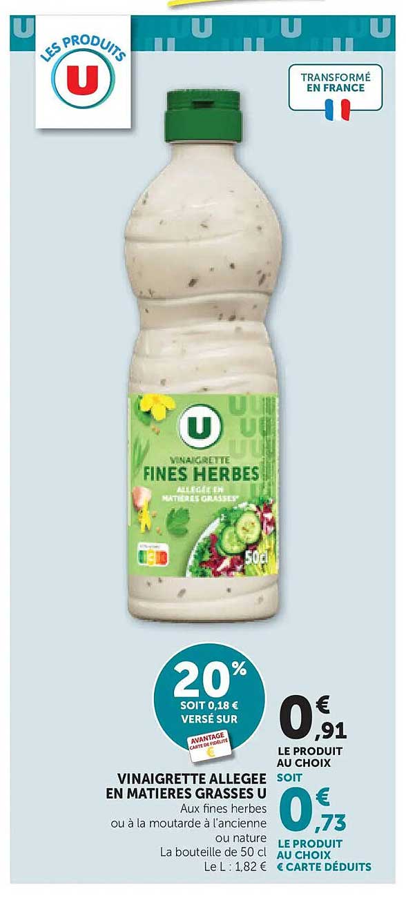 VINAIGRETTE ALLÉGÉE EN MATIÈRES GRASSES U