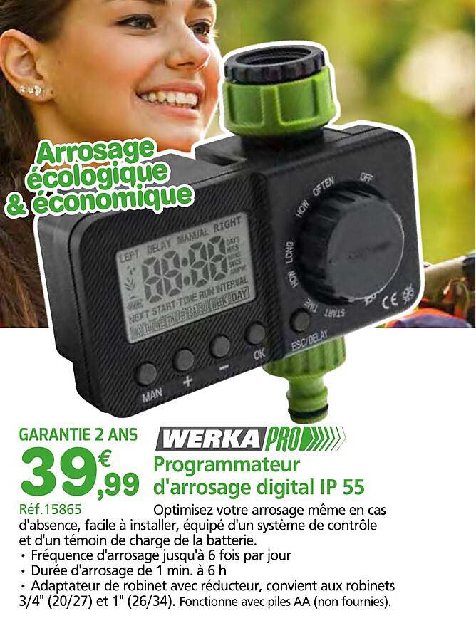 WERKA PRO Programmateur d'arrosage digital IP 55