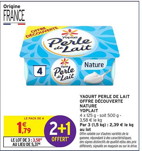 YAOURT PERLE DE LAIT OFFRE DÉCOUVERTE NATURE YOPLAIT