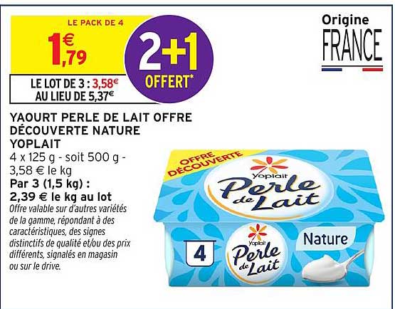 YAOURT PERLE DE LAIT OFFRE DÉCOUVERTE NATURE YOPLAIT