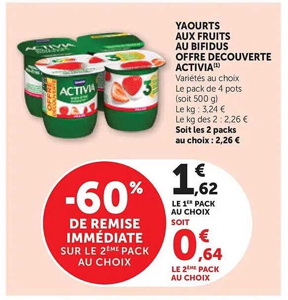 YAOURTS AUX FRUITS AU BIFIDUS OFFRE DECOUVERTE ACTIVIA