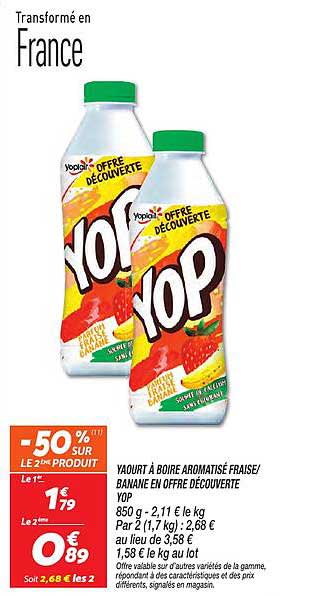 YOGOURT À BOIRE AROMATISÉ FRAISE/BANANE EN OFFRE DÉCOUVERTE